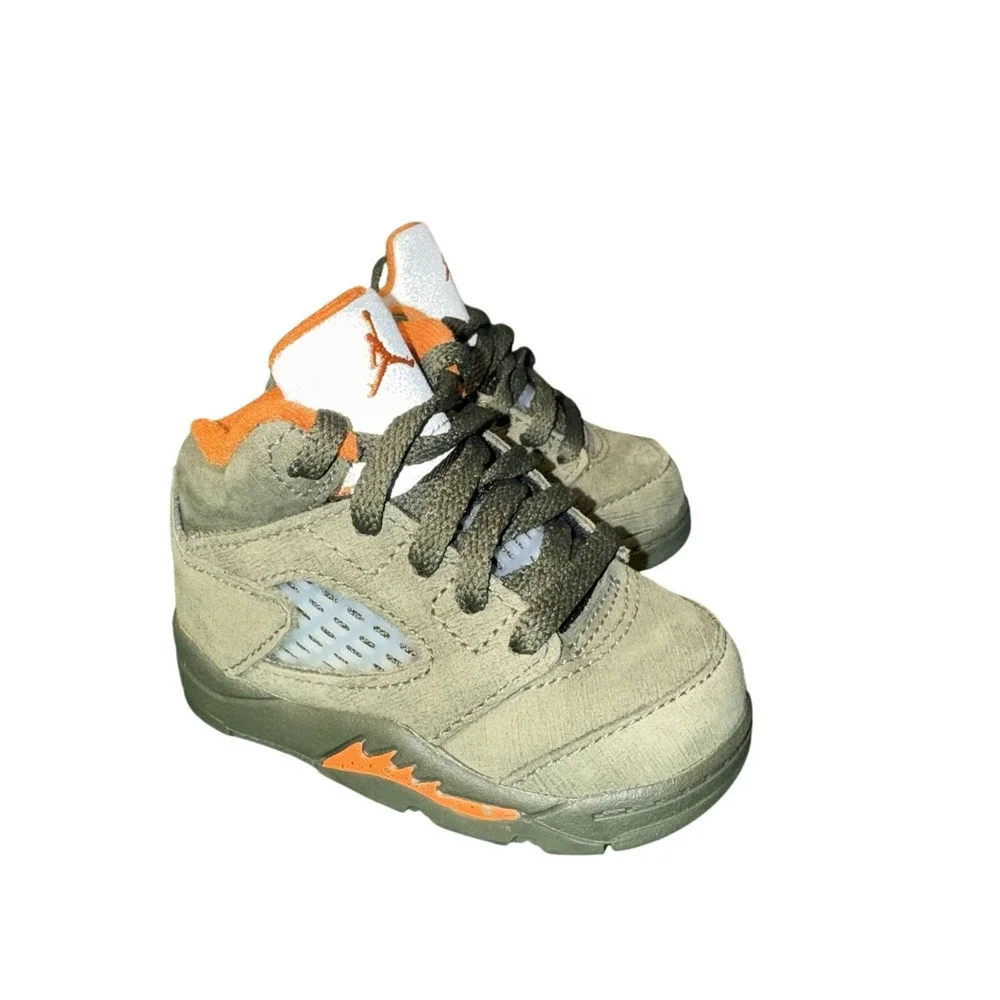 Nike‎ Air Jordan 5 Retro Olive Army Solar Orange 440890-308 Toddler Baby Size 4C